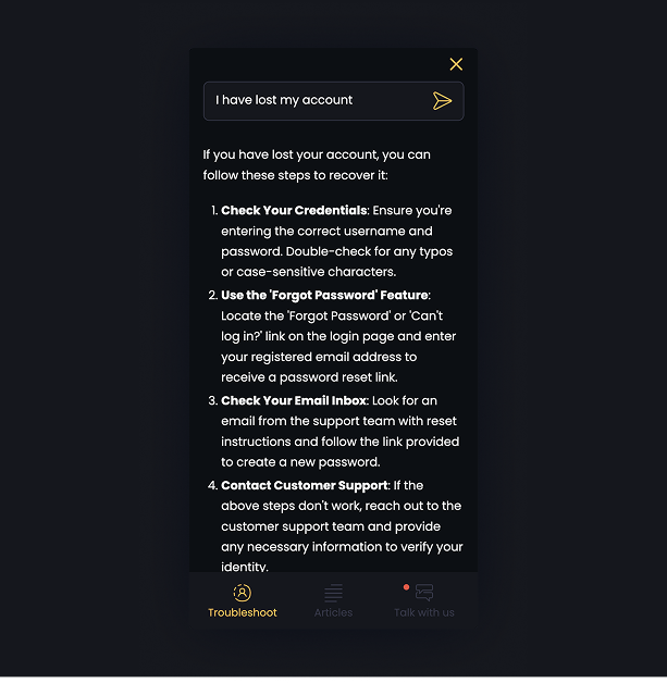 Players get automated self-service answers